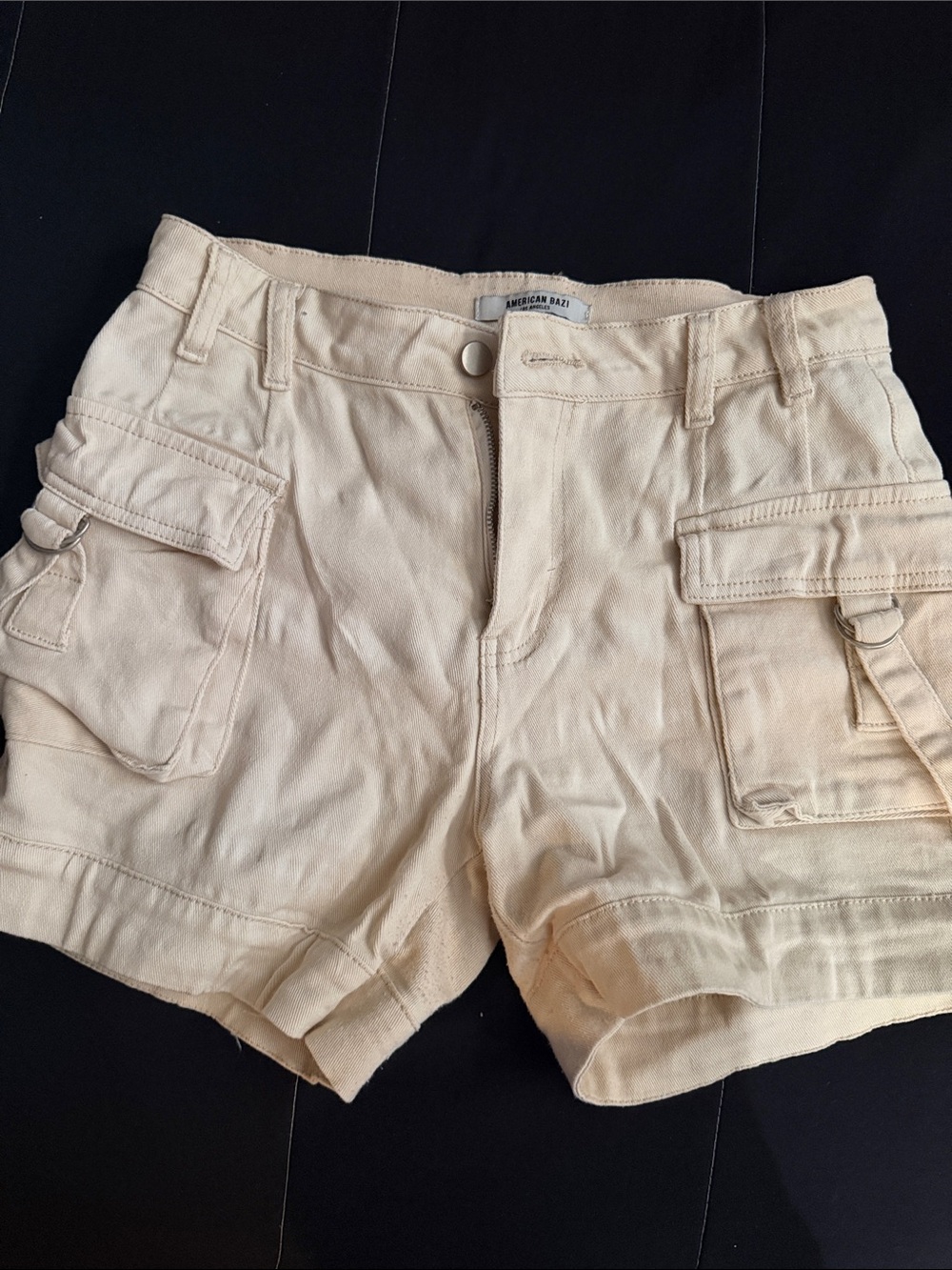 American Bazi Cream Cargo Shorts with Utility Pockets